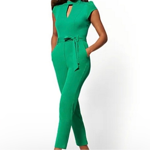 New York & Company Pants - NEW YORK & COMPANY Mock Neck Belted Jumpsuit